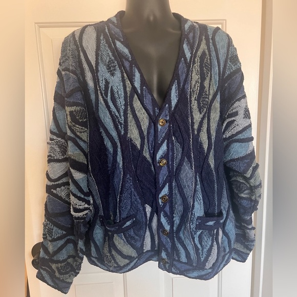 Cuggi Cardigan Sweater, Blue, Size L - Picture 1 of 15